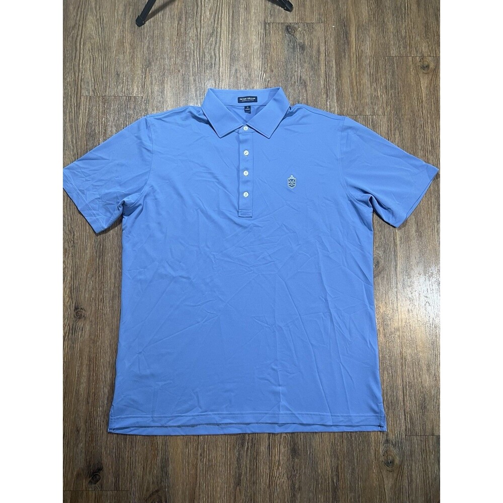 Peter Millar Polo Shirt Men’s XL Blue Solid Crown Crafted Golf Stretch Deepdale